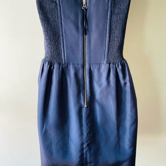 Rebecca Taylor Navy Blue Silk Strapless Cocktail Evening Dress - Sz 4 - Picture 9 of 10